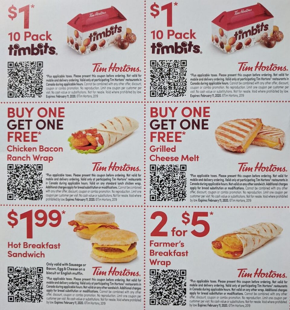 tim hortons coupons