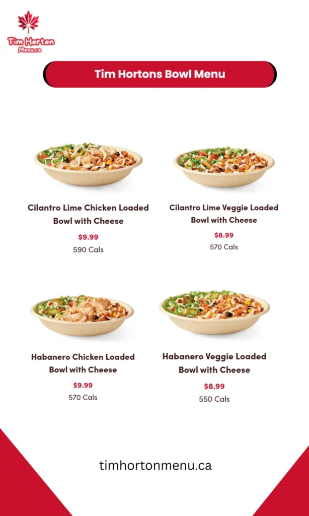 Tim Hortons Bowl Menu Prices